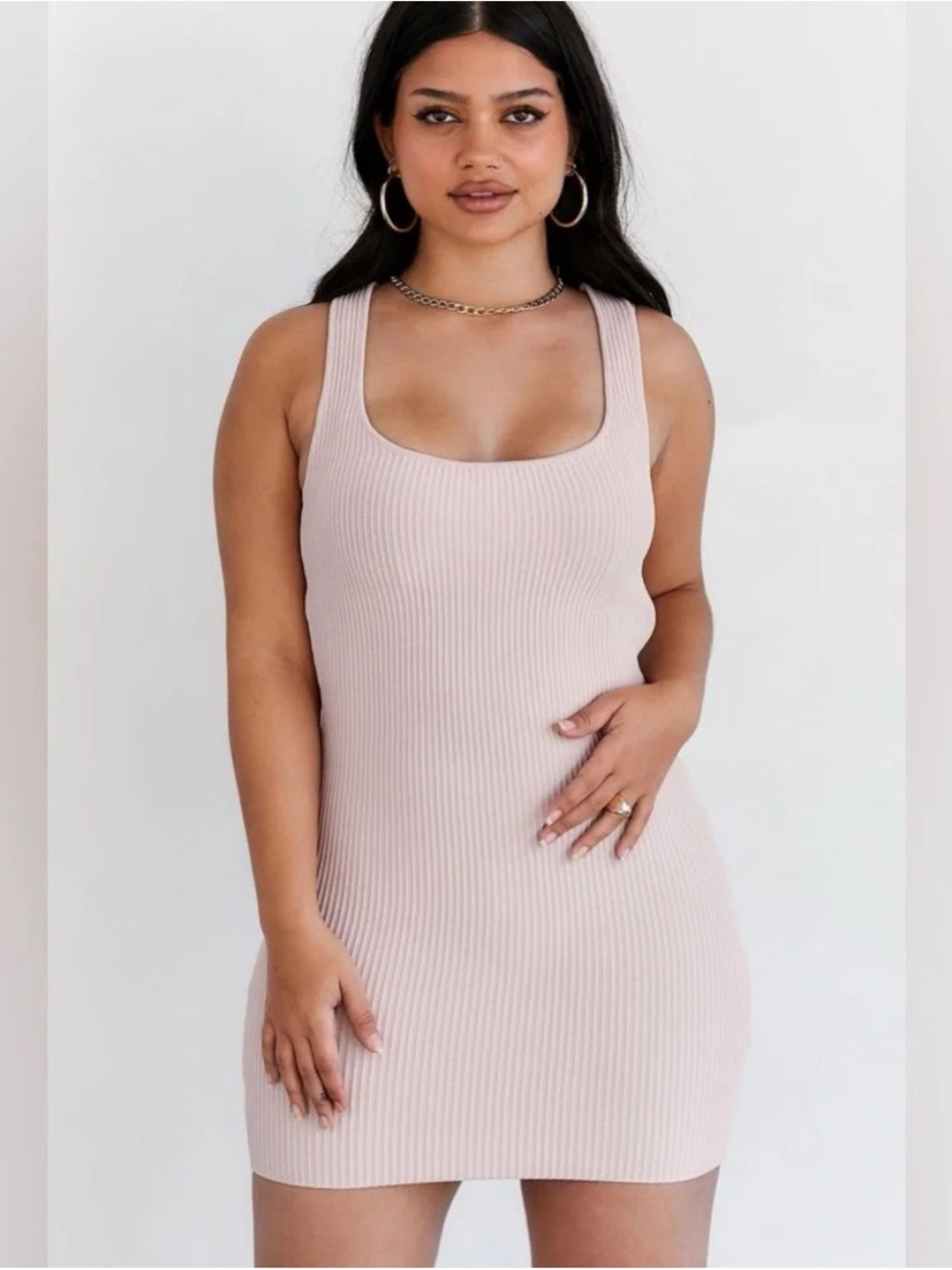 Blush Ribbed Mini Dress - Picture 2 of 2